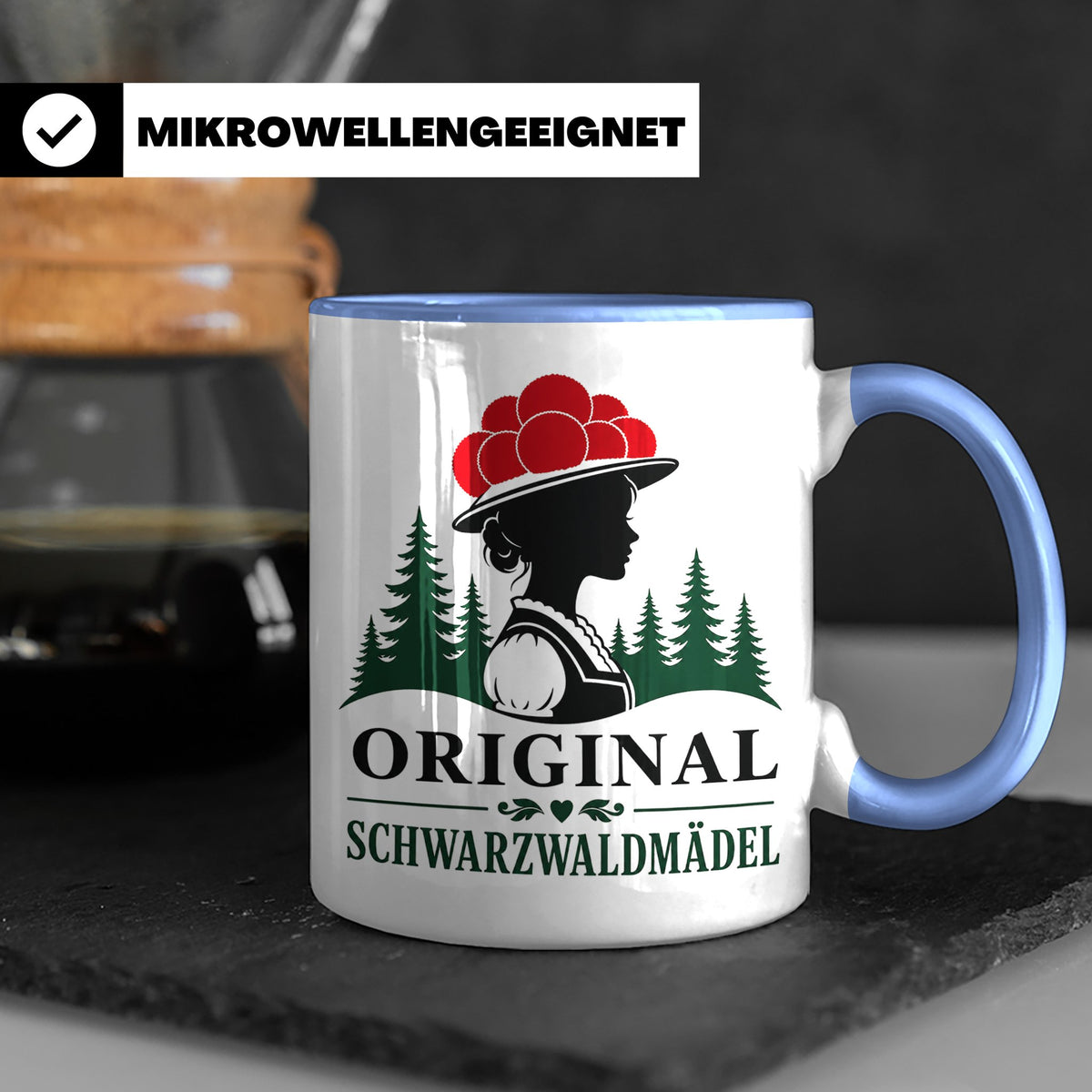 Schwarzwald Tasse Original Schwarzwaldmädel - Geschenk für F – Blau [farbe:blau]