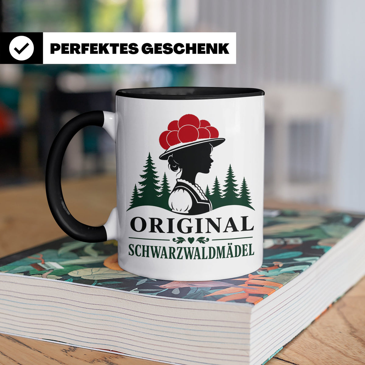 Schwarzwald Tasse Original Schwarzwaldmädel - Geschenk für F – Schwarz [farbe:schwarz]