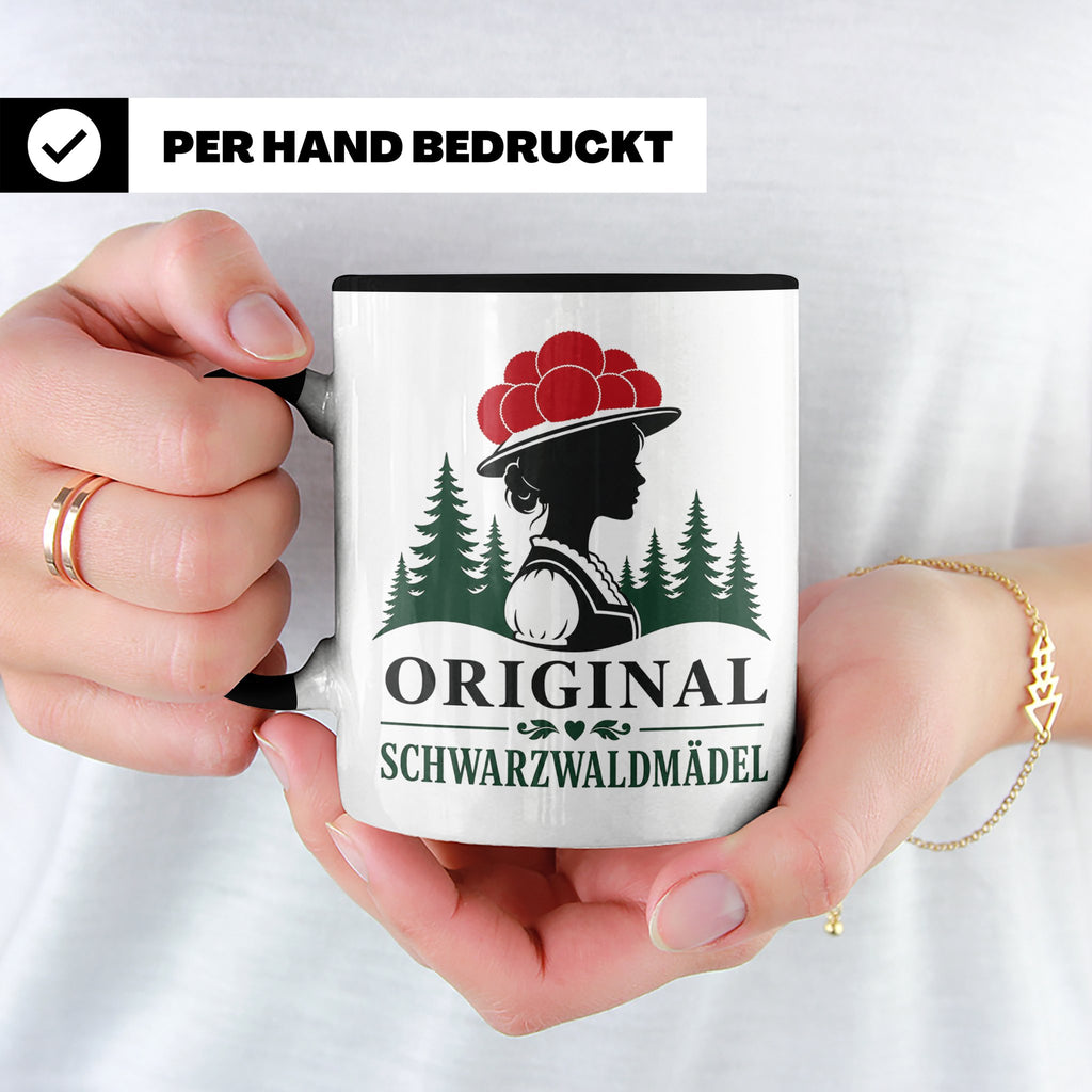 Schwarzwald Tasse Original Schwarzwaldmädel - Geschenk für F – Schwarz [farbe:schwarz]