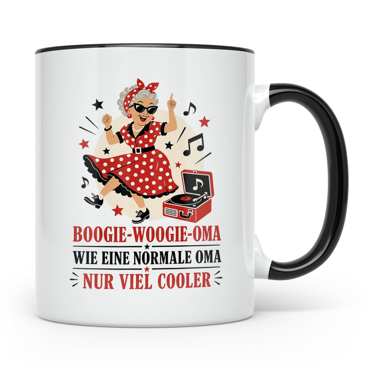 Boogie Woogie Oma Tasse Wie eine normale Oma nur viel cooler – Schwarz [farbe:schwarz]