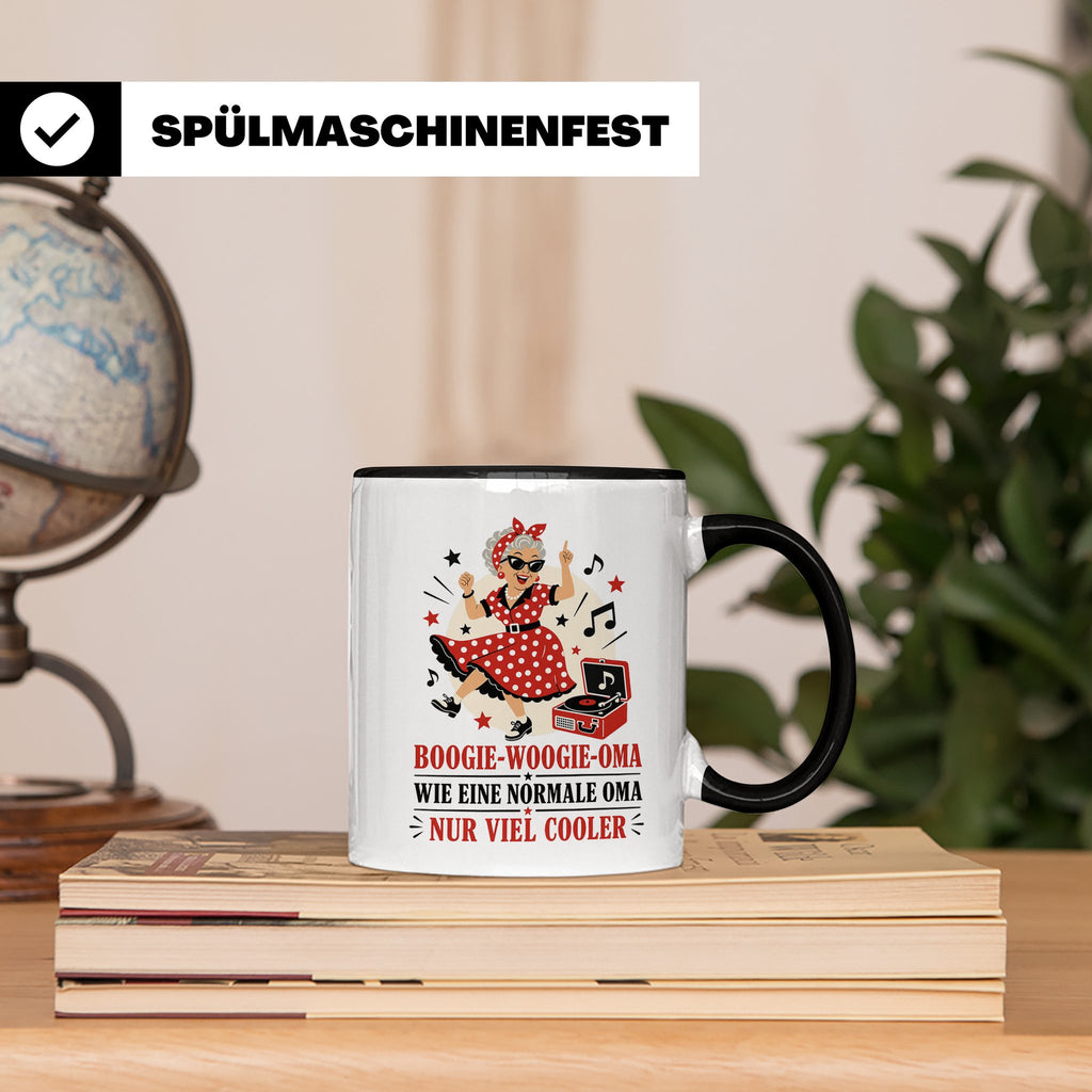 Boogie Woogie Oma Tasse Wie eine normale Oma nur viel cooler – Schwarz [farbe:schwarz]