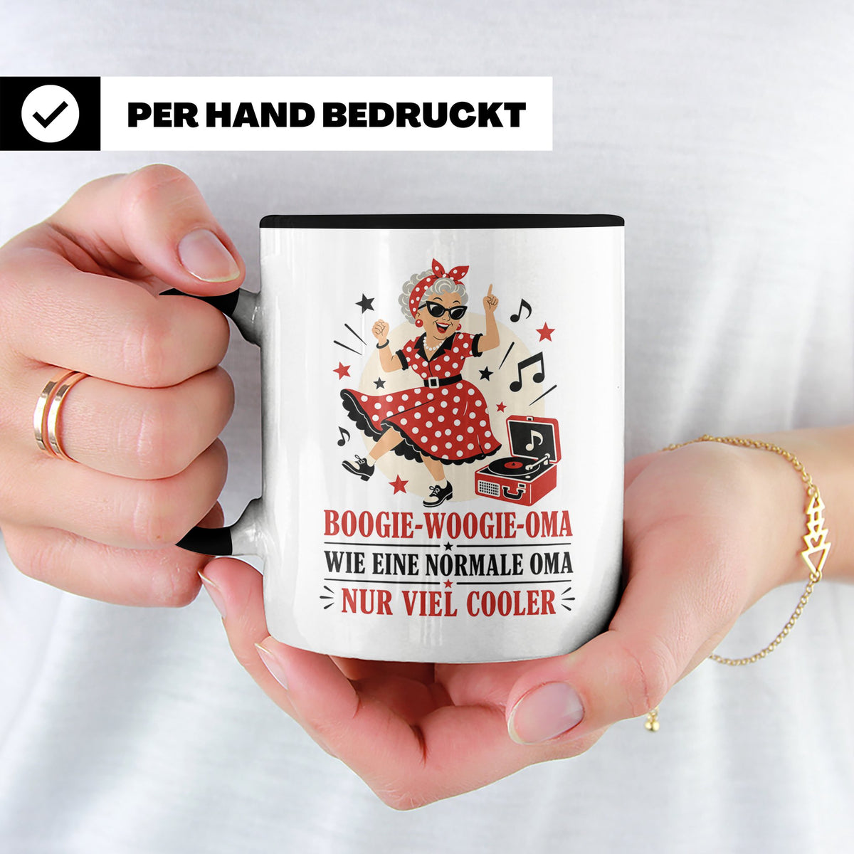 Boogie Woogie Oma Tasse Wie eine normale Oma nur viel cooler – Schwarz [farbe:schwarz]