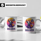 Discofox Tasse Tanzender Fuchs unter der Discokugel - Retro  – Weiß [farbe:weiß]