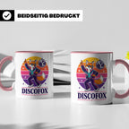Discofox Tasse Tanzender Fuchs unter der Discokugel - Retro  – Rosa [farbe:rosa]