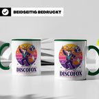 Discofox Tasse Tanzender Fuchs unter der Discokugel - Retro  – Grün [farbe:grün]
