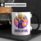 Discofox Tasse Tanzender Fuchs unter der Discokugel - Retro  – Schwarz [farbe:schwarz]