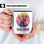Discofox Tasse Tanzender Fuchs unter der Discokugel - Retro  – Schwarz [farbe:schwarz]
