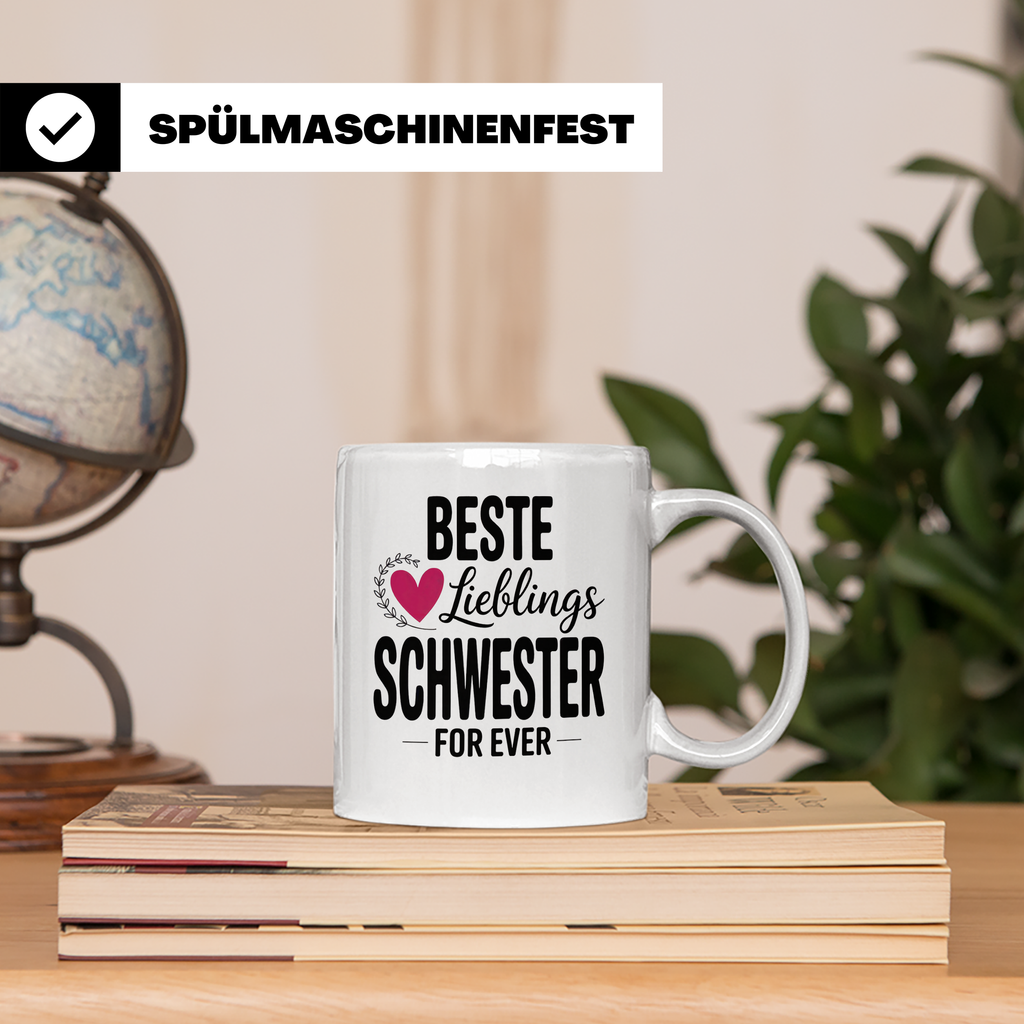 Beste Lieblings Schwester Tasse - Schwesterherz Geschenkidee – Weiß [farbe:weiß]