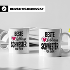 Beste Lieblings Schwester Tasse - Schwesterherz Geschenkidee – Weiß [farbe:weiß]