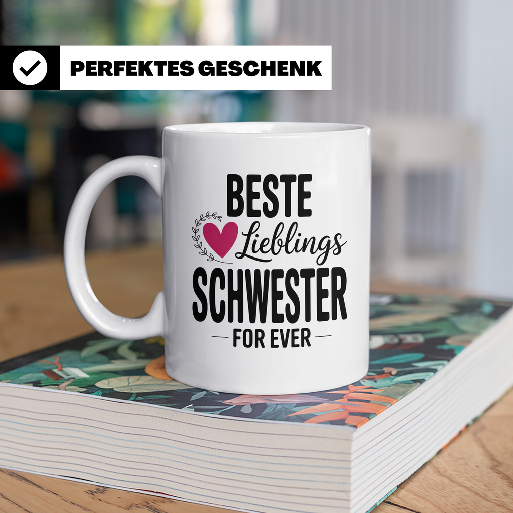 Beste Lieblings Schwester Tasse - Schwesterherz Geschenkidee – Weiß [farbe:weiß]