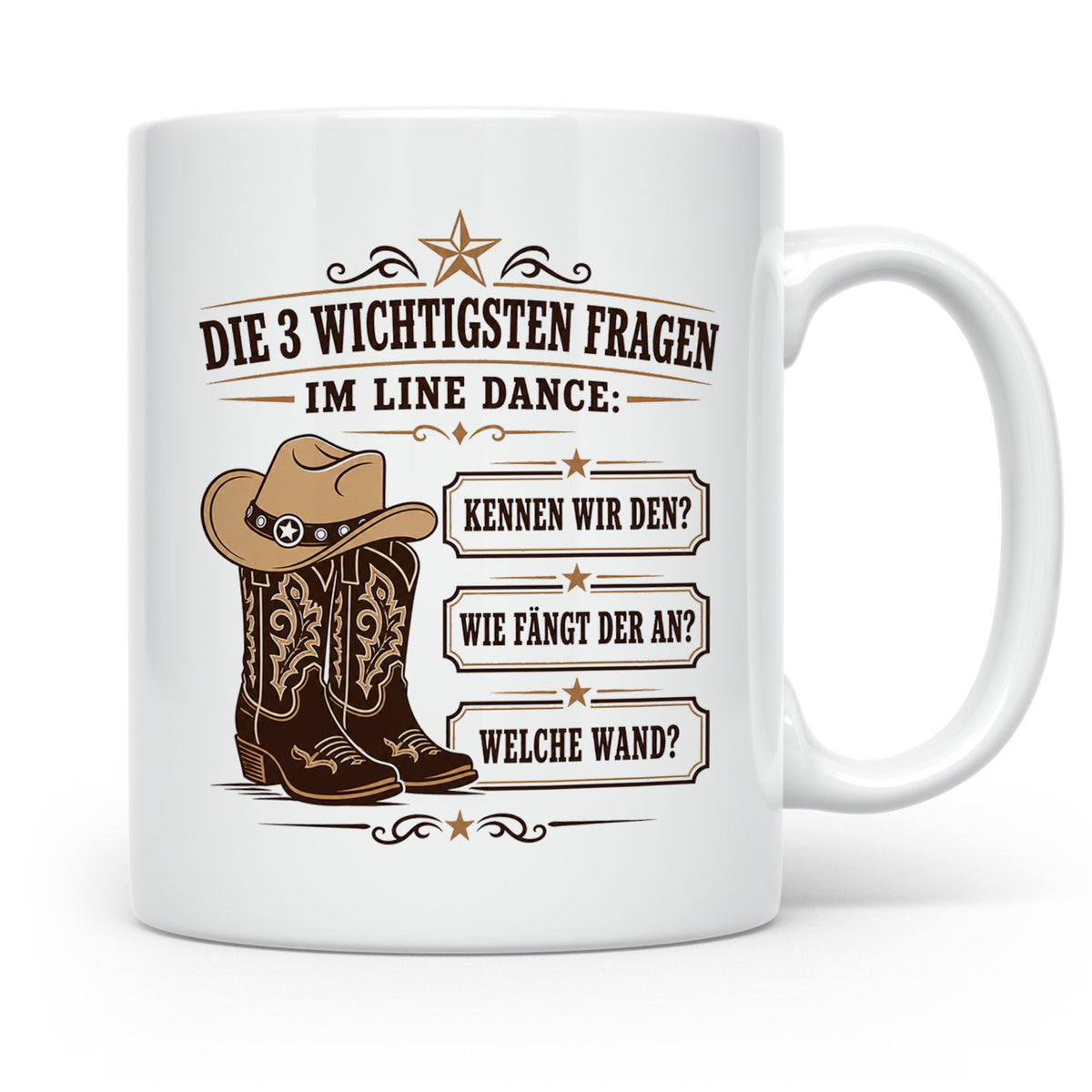 Line Dance Tasse Die 3 wichtigsten Fragen im Line Dance - Lu – Weiß [farbe:weiß]