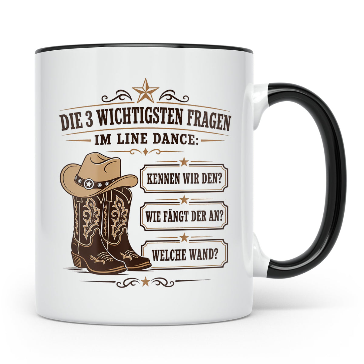 Line Dance Tasse Die 3 wichtigsten Fragen im Line Dance - Lu – Schwarz [farbe:schwarz]