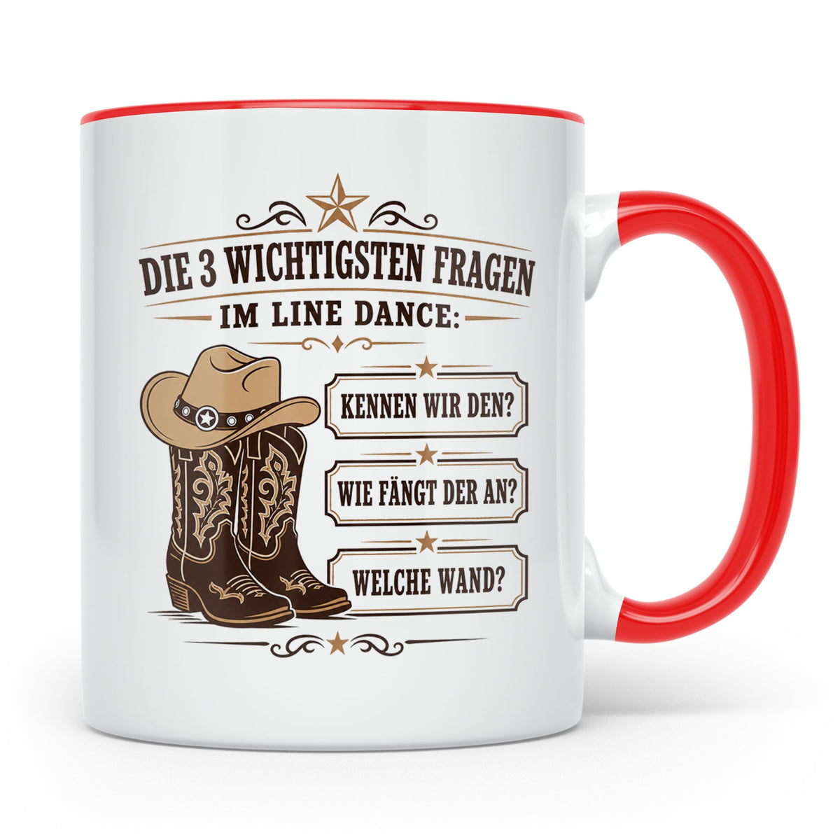 Line Dance Tasse Die 3 wichtigsten Fragen im Line Dance - Lu – Rot [farbe:rot]