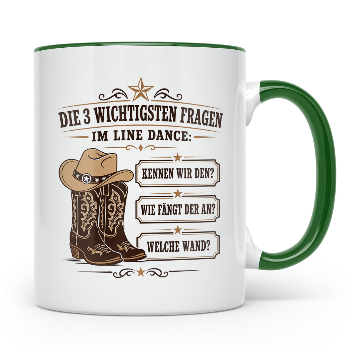 Line Dance Tasse Die 3 wichtigsten Fragen im Line Dance - Lu – Grün [farbe:grün]