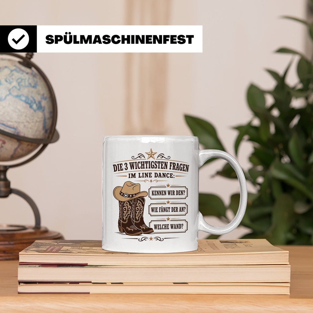Line Dance Tasse Die 3 wichtigsten Fragen im Line Dance - Lu – Weiß [farbe:weiß]