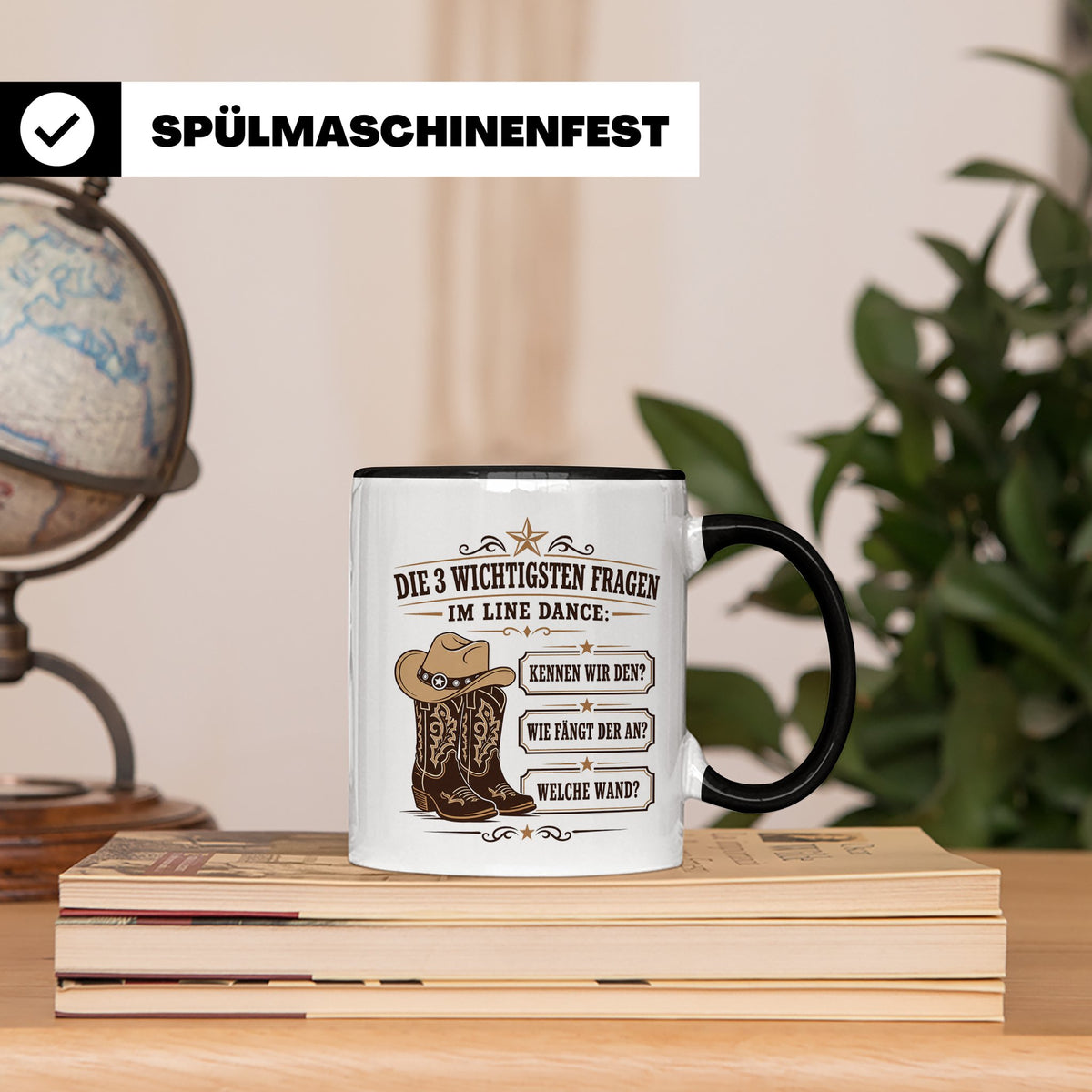 Line Dance Tasse Die 3 wichtigsten Fragen im Line Dance - Lu – Schwarz [farbe:schwarz]