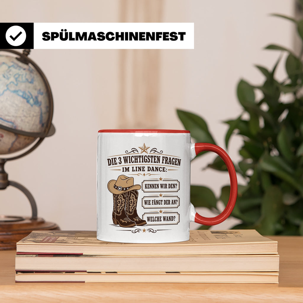 Line Dance Tasse Die 3 wichtigsten Fragen im Line Dance - Lu – Rot [farbe:rot]