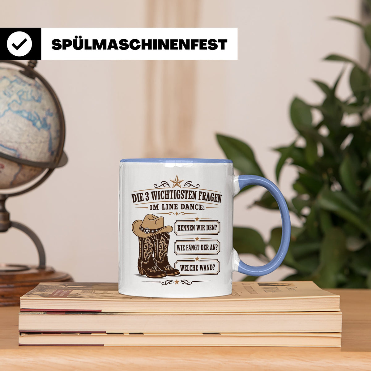 Line Dance Tasse Die 3 wichtigsten Fragen im Line Dance - Lu – Blau [farbe:blau]