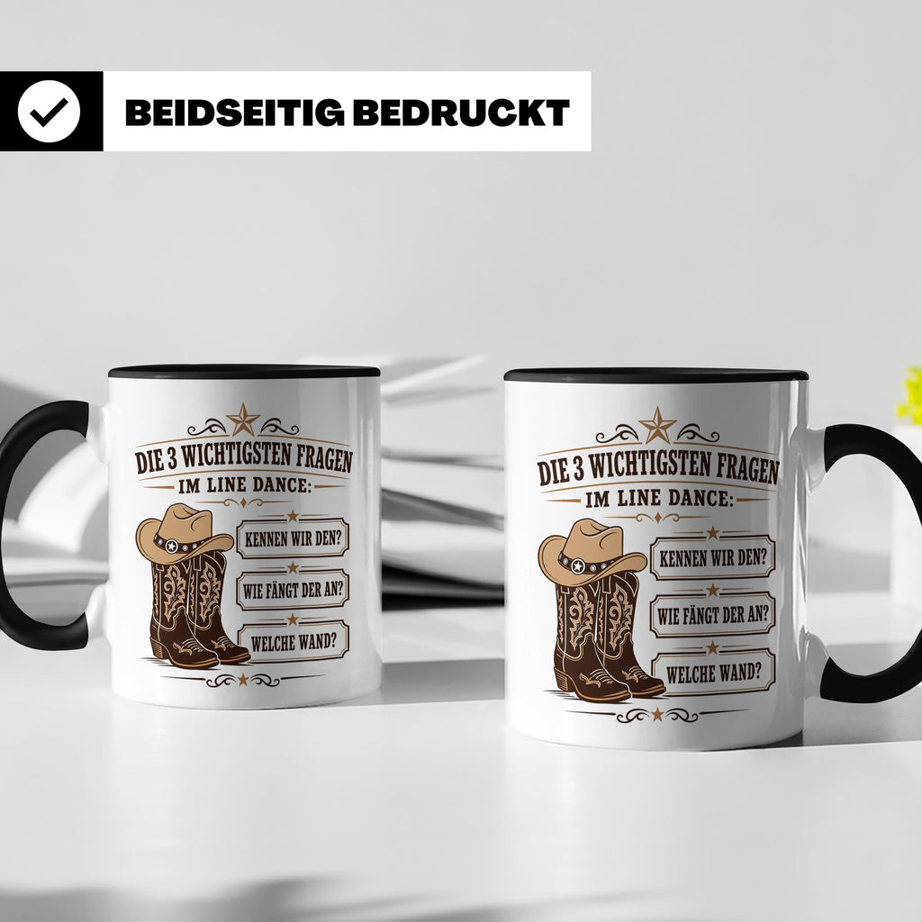 Line Dance Tasse Die 3 wichtigsten Fragen im Line Dance - Lu – Schwarz [farbe:schwarz]