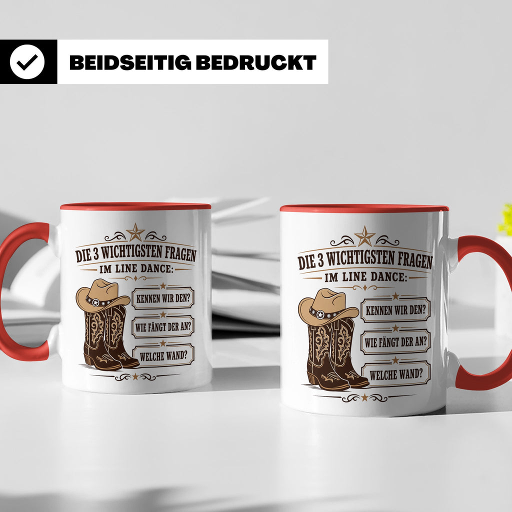 Line Dance Tasse Die 3 wichtigsten Fragen im Line Dance - Lu – Rot [farbe:rot]