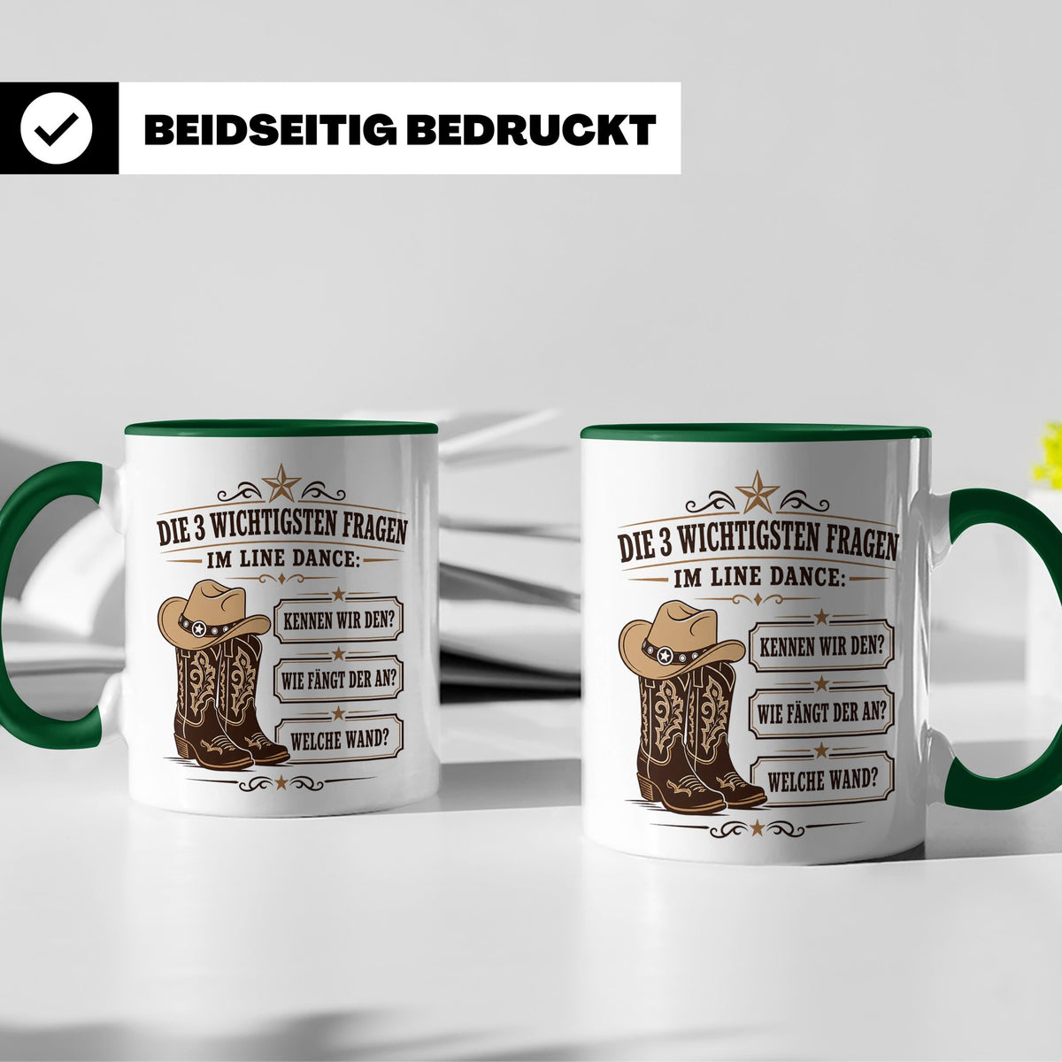 Line Dance Tasse Die 3 wichtigsten Fragen im Line Dance - Lu – Grün [farbe:grün]