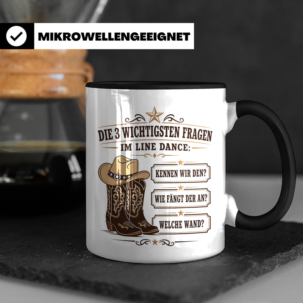Line Dance Tasse Die 3 wichtigsten Fragen im Line Dance - Lu – Schwarz [farbe:schwarz]