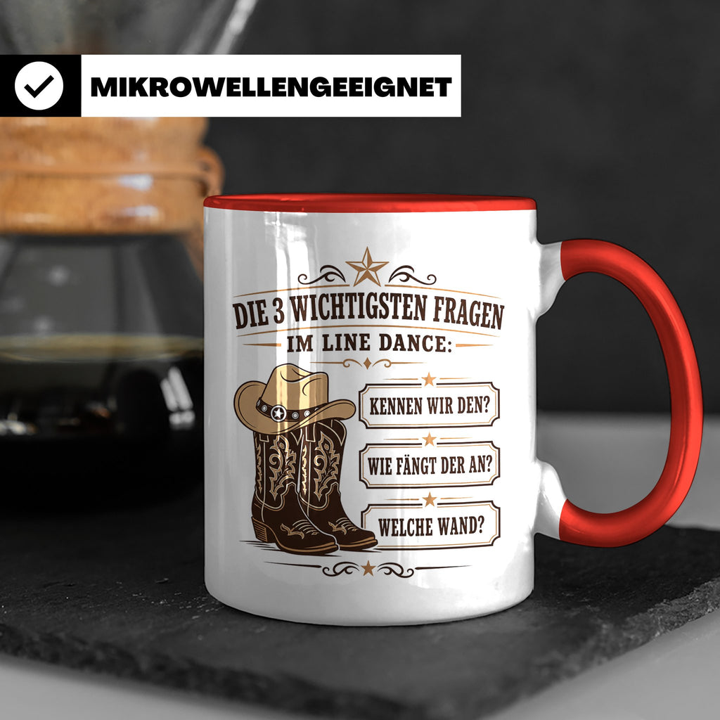 Line Dance Tasse Die 3 wichtigsten Fragen im Line Dance - Lu – Rot [farbe:rot]