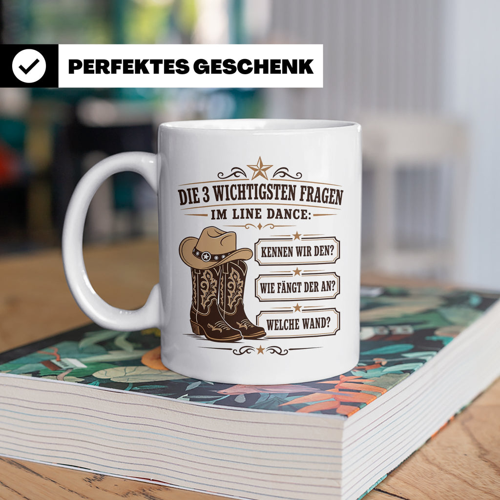 Line Dance Tasse Die 3 wichtigsten Fragen im Line Dance - Lu – Weiß [farbe:weiß]