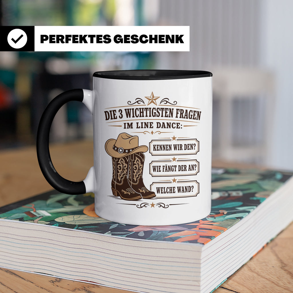 Line Dance Tasse Die 3 wichtigsten Fragen im Line Dance - Lu – Schwarz [farbe:schwarz]