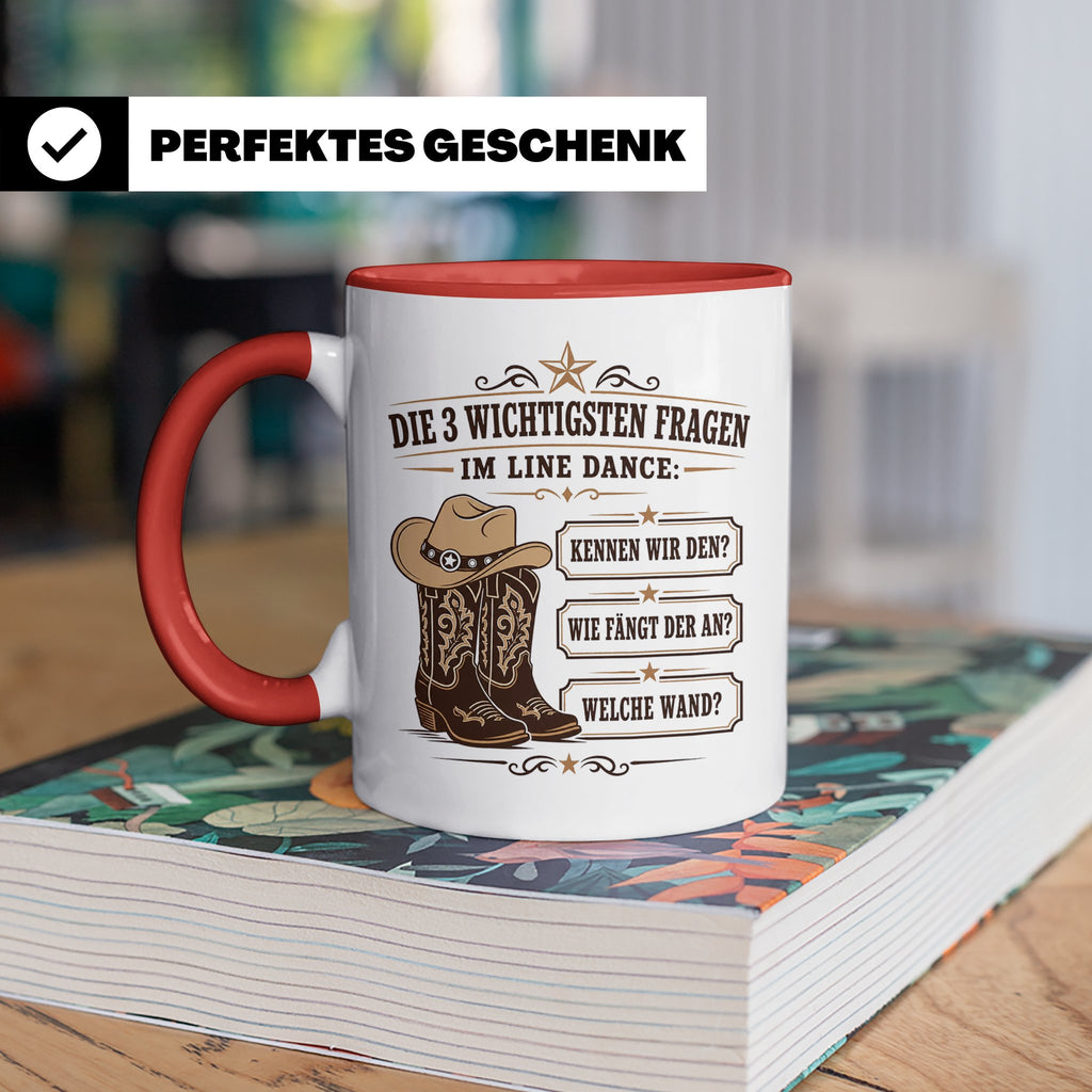 Line Dance Tasse Die 3 wichtigsten Fragen im Line Dance - Lu – Rot [farbe:rot]