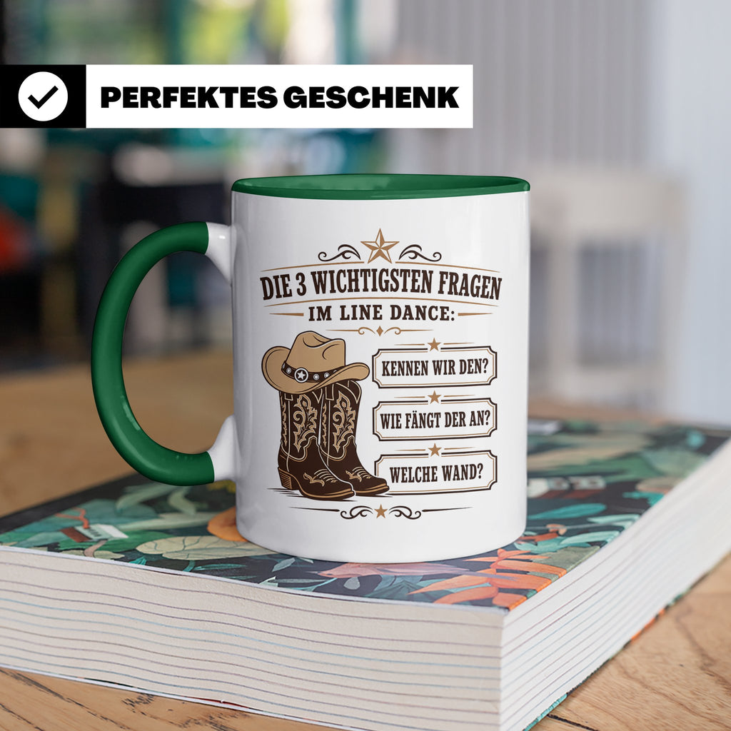 Line Dance Tasse Die 3 wichtigsten Fragen im Line Dance - Lu – Grün [farbe:grün]