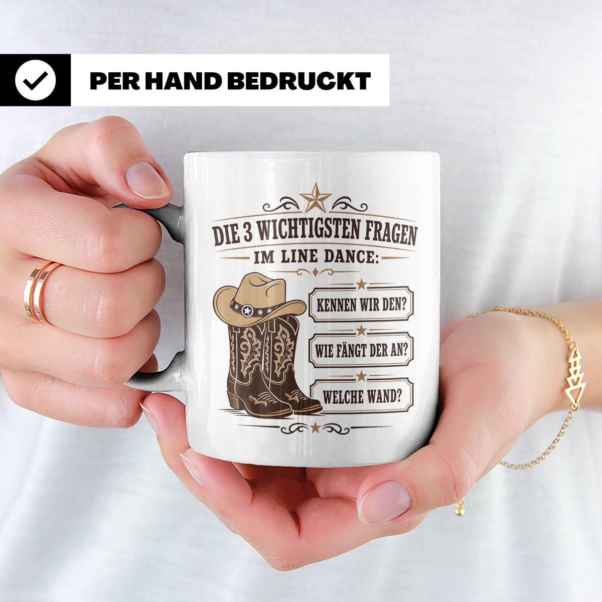 Line Dance Tasse Die 3 wichtigsten Fragen im Line Dance - Lu – Weiß [farbe:weiß]
