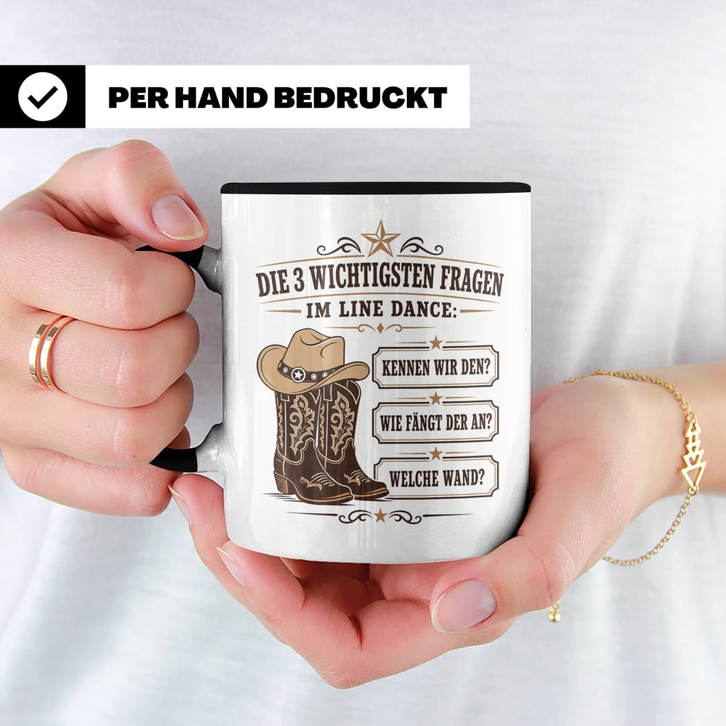 Line Dance Tasse Die 3 wichtigsten Fragen im Line Dance - Lu – Schwarz [farbe:schwarz]
