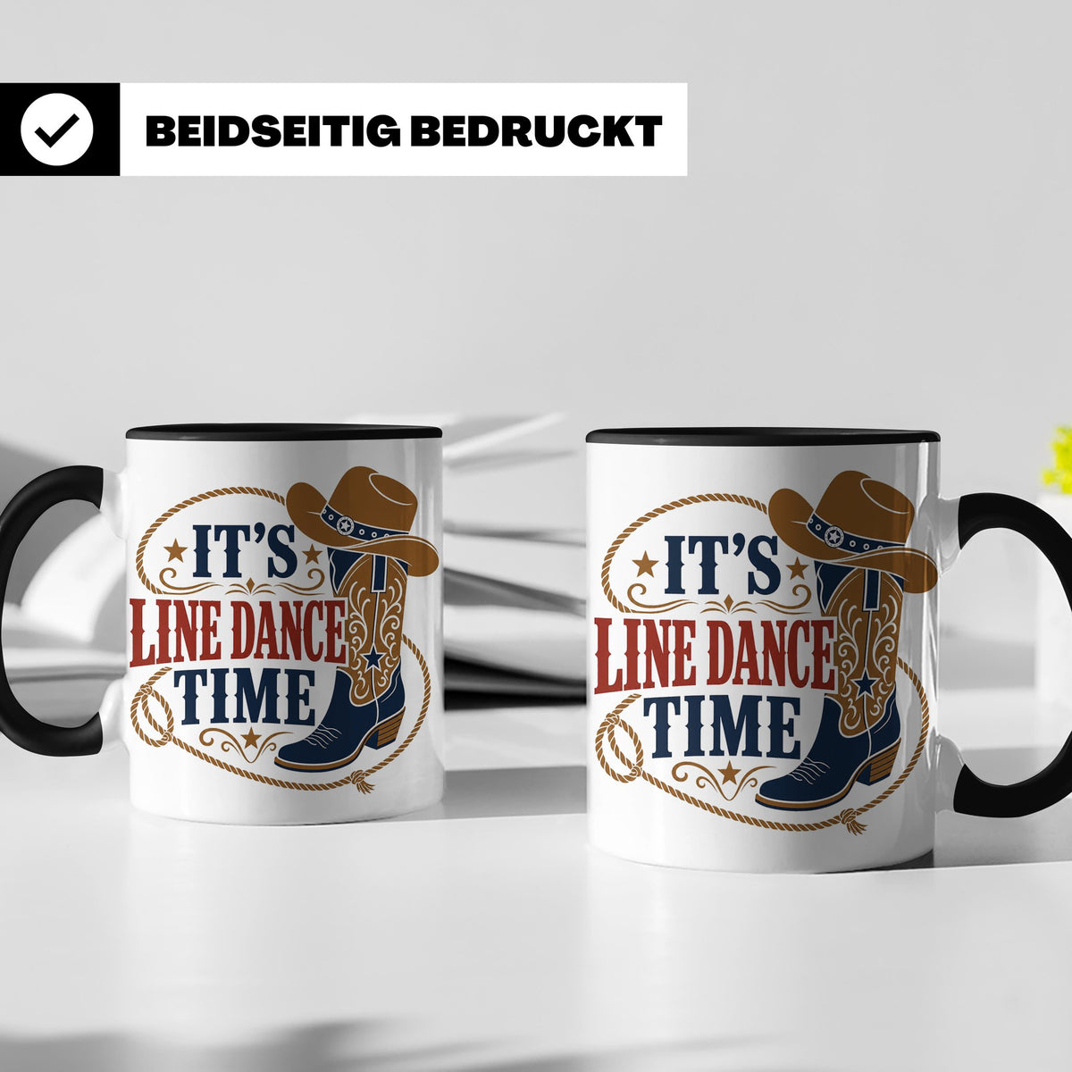 Line Dance Tasse Its Line Dance Time - Geschenk für Linedanc – Schwarz [farbe:schwarz]