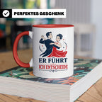Tanzen Tasse Er führt ich entscheide - Lustiges Geschenk für – Rot [farbe:rot]