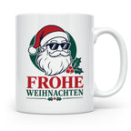 Weihnachtsmann Tasse Frohe Weihnachten Cooler Santa mit Sonn – Weiß [farbe:weiß]