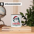 Weihnachtsmann Tasse Frohe Weihnachten Cooler Santa mit Sonn – Schwarz [farbe:schwarz]