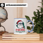 Weihnachtsmann Tasse Frohe Weihnachten Cooler Santa mit Sonn – Blau [farbe:blau]