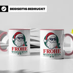 Weihnachtsmann Tasse Frohe Weihnachten Cooler Santa mit Sonn – Rosa [farbe:rosa]