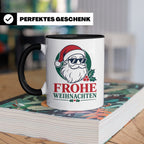 Weihnachtsmann Tasse Frohe Weihnachten Cooler Santa mit Sonn – Schwarz [farbe:schwarz]