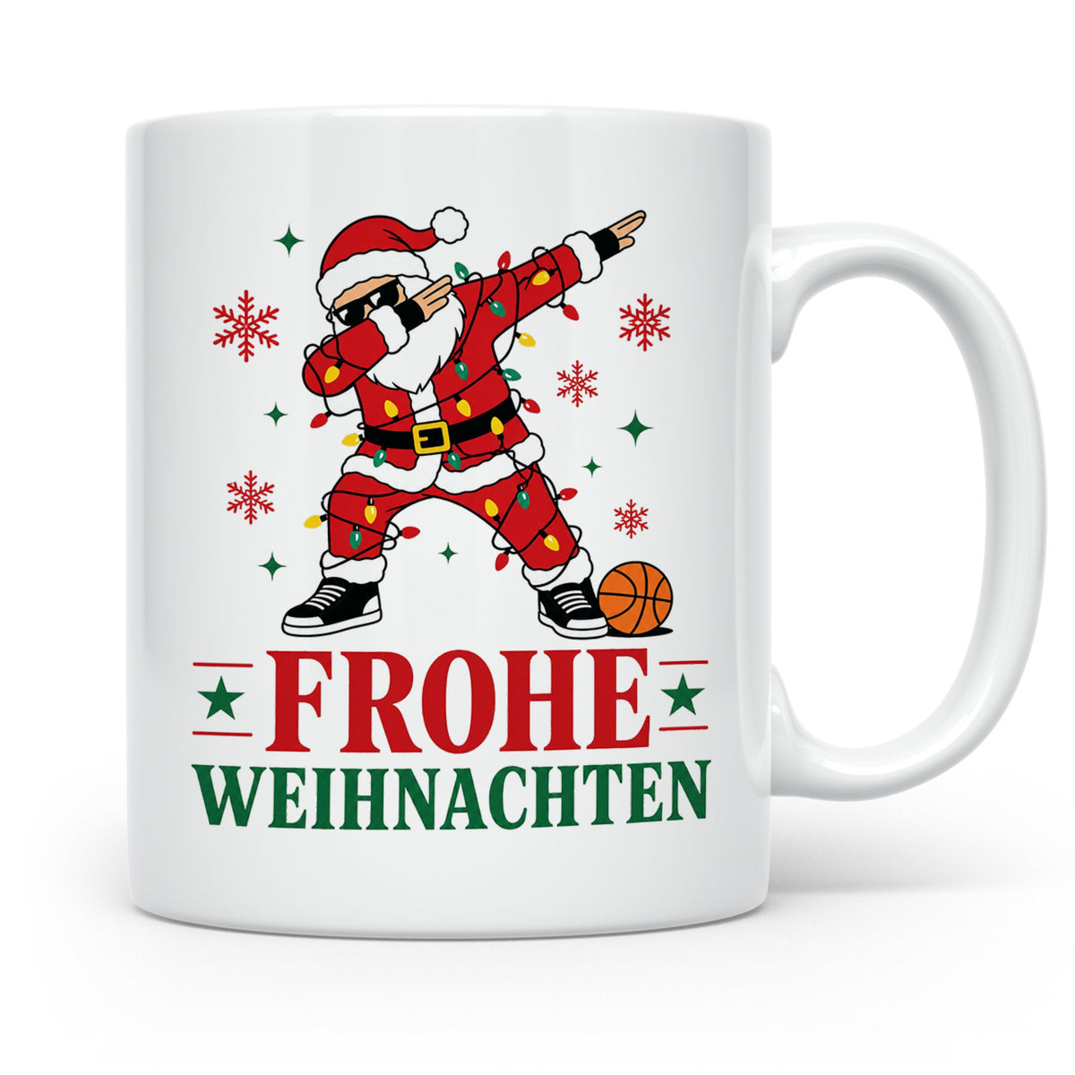 Basketball Weihnachten Tasse Frohe Weihnachten tanzender Wei – Weiß [farbe:weiß]