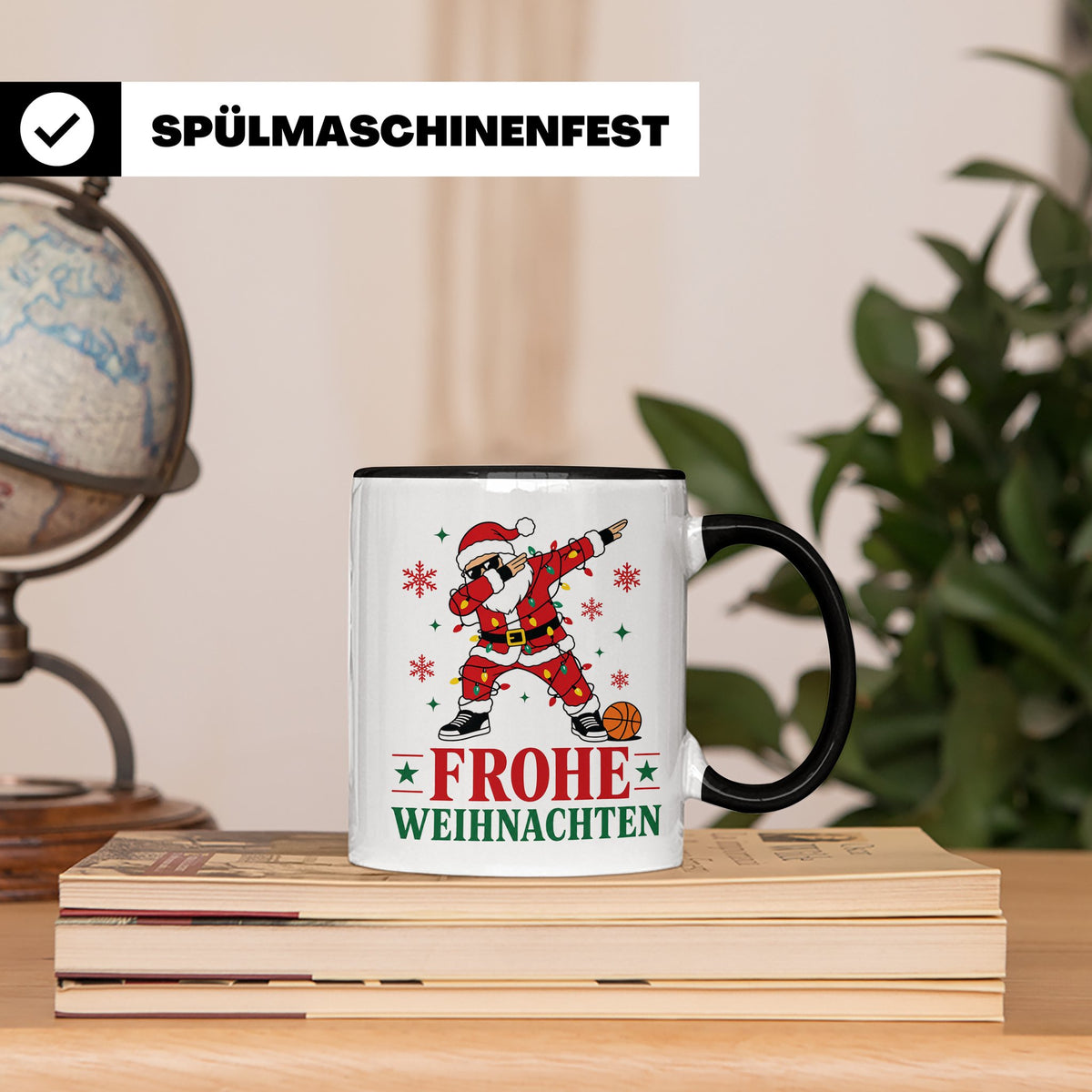 Basketball Weihnachten Tasse Frohe Weihnachten tanzender Wei – Schwarz [farbe:schwarz]