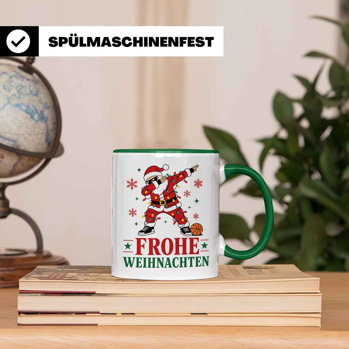 Basketball Weihnachten Tasse Frohe Weihnachten tanzender Wei – Grün [farbe:grün]