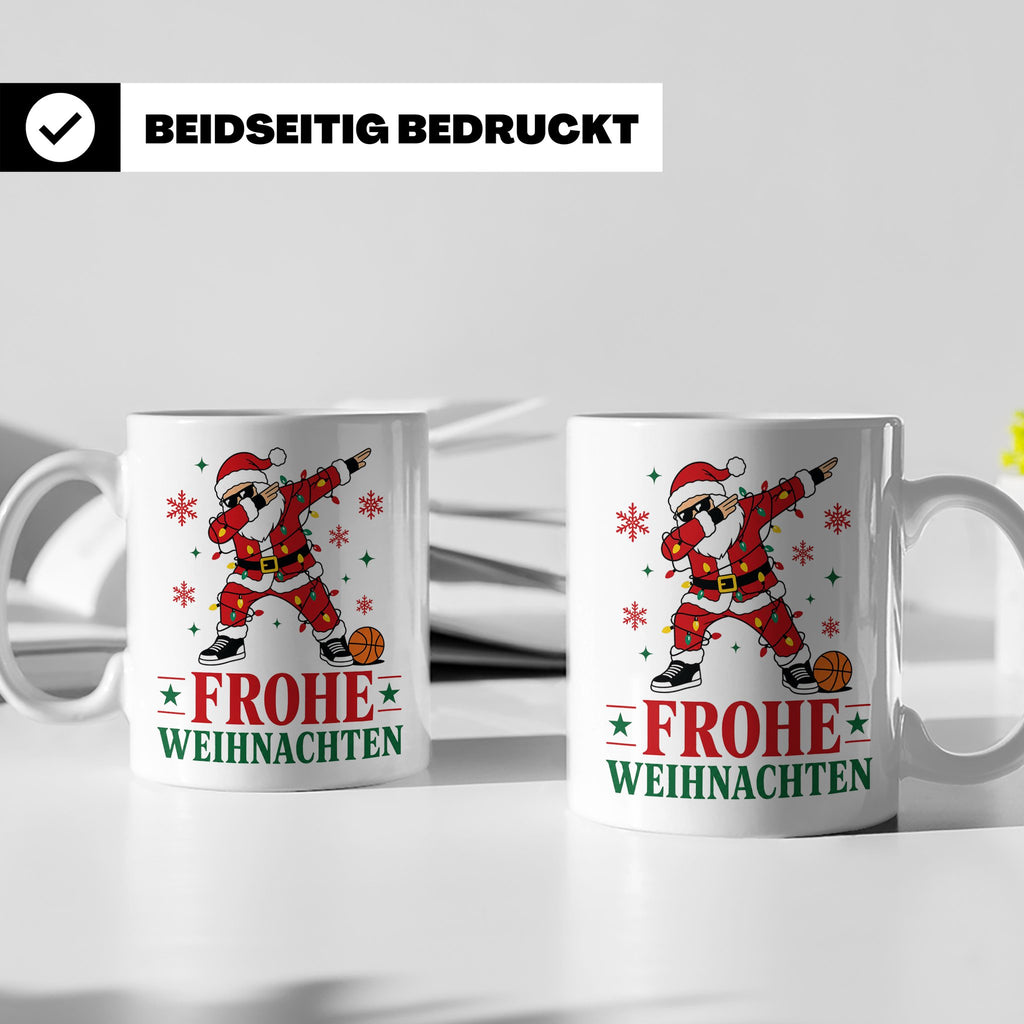Basketball Weihnachten Tasse Frohe Weihnachten tanzender Wei – Weiß [farbe:weiß]