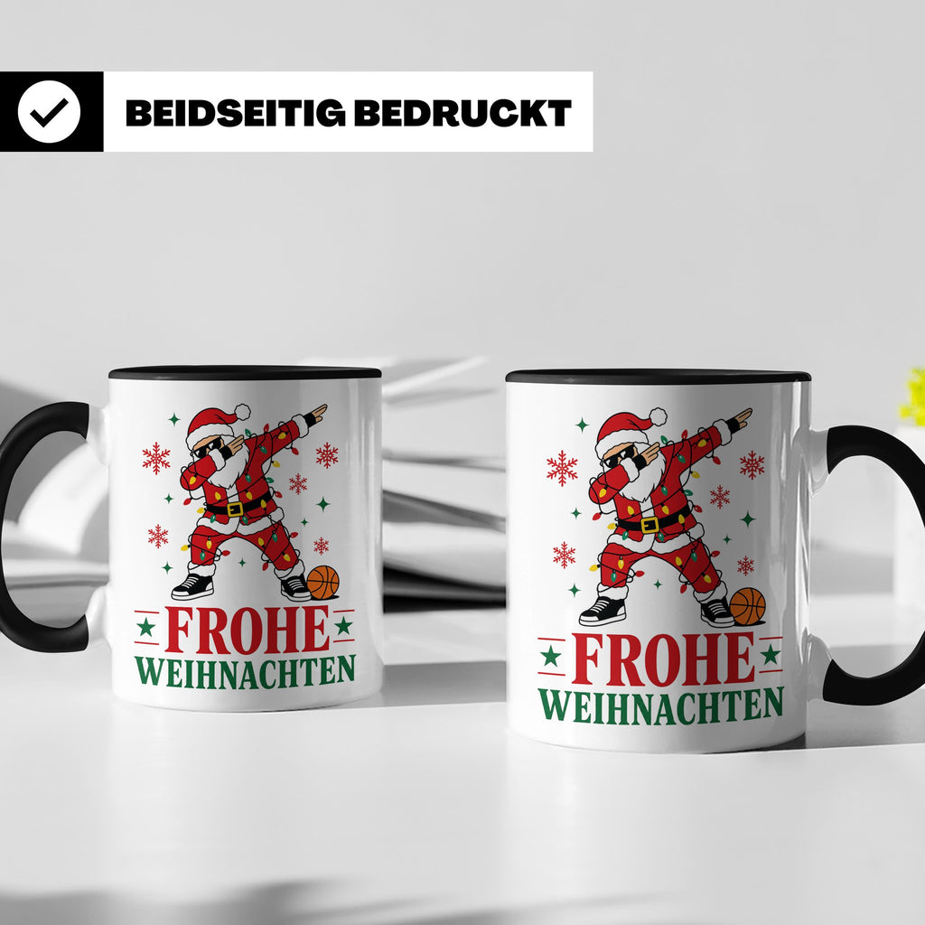 Basketball Weihnachten Tasse Frohe Weihnachten tanzender Wei – Schwarz [farbe:schwarz]