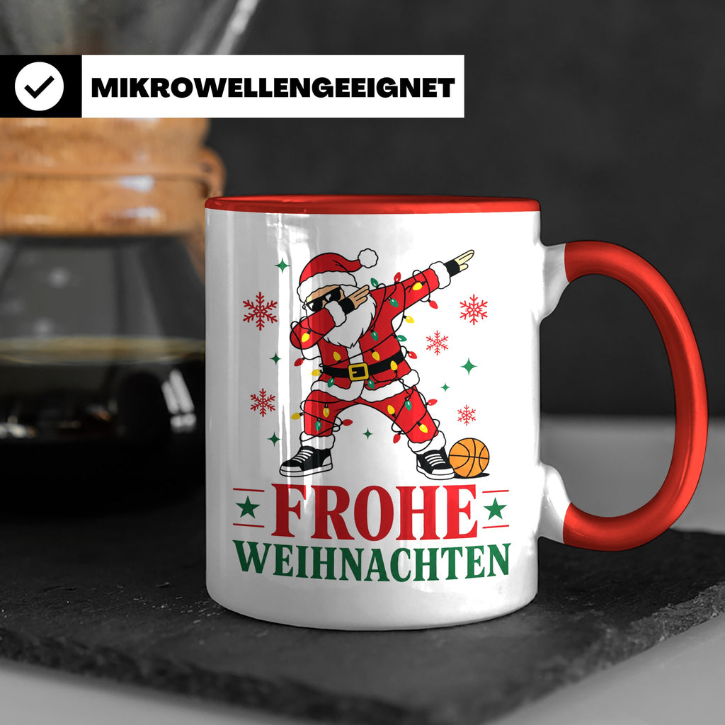Basketball Weihnachten Tasse Frohe Weihnachten tanzender Wei – Rot [farbe:rot]