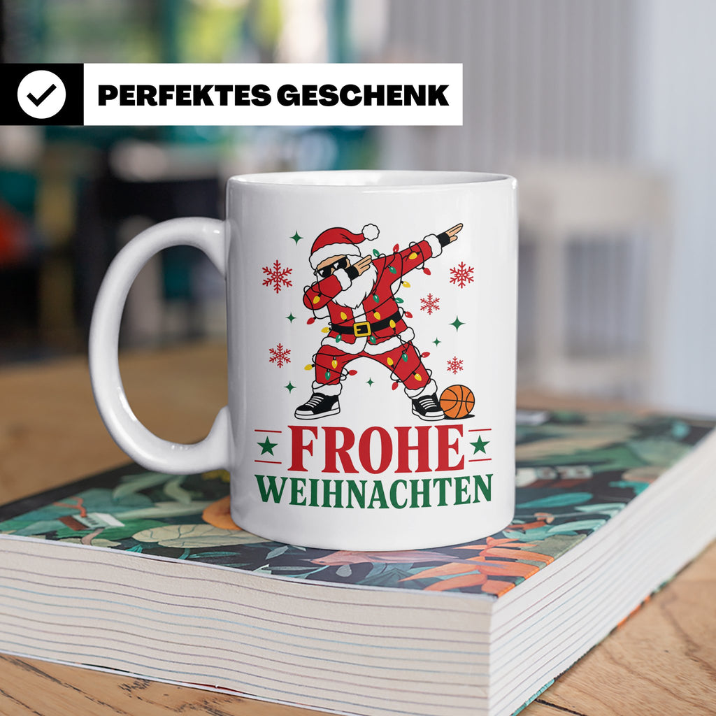 Basketball Weihnachten Tasse Frohe Weihnachten tanzender Wei – Weiß [farbe:weiß]