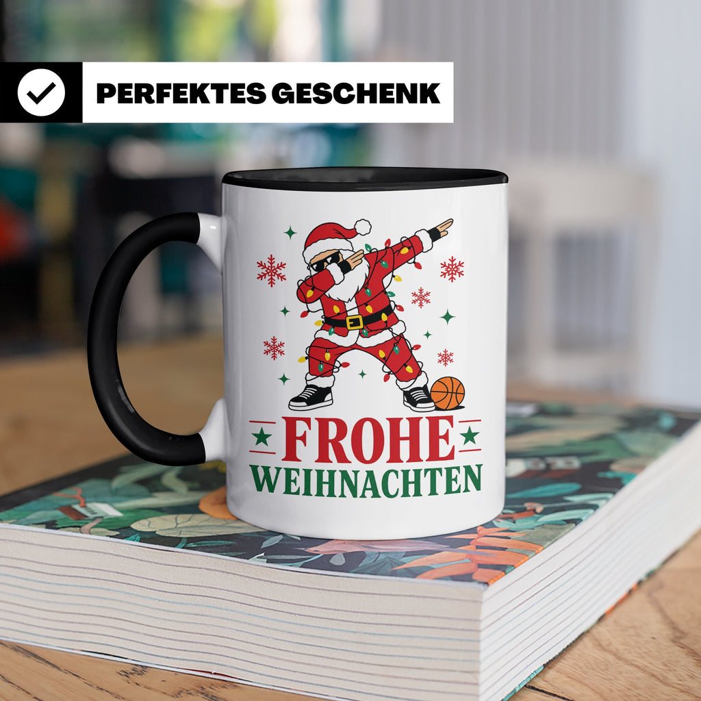 Basketball Weihnachten Tasse Frohe Weihnachten tanzender Wei – Schwarz [farbe:schwarz]