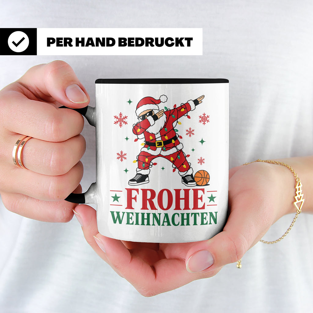 Basketball Weihnachten Tasse Frohe Weihnachten tanzender Wei – Schwarz [farbe:schwarz]