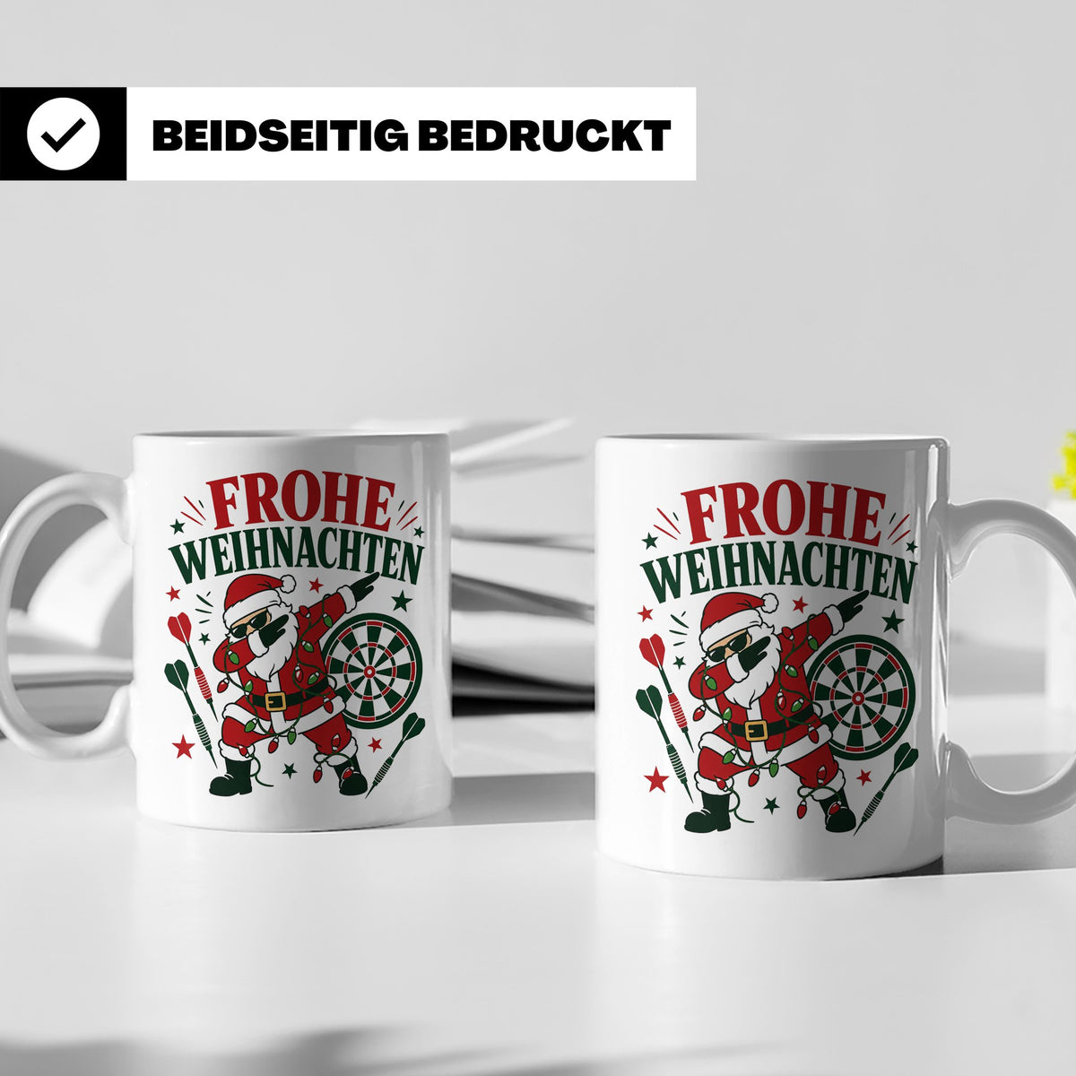 Darts Weihnachten Tasse Frohe Weihnachten tanzender Weihnach – Weiß [farbe:weiß]